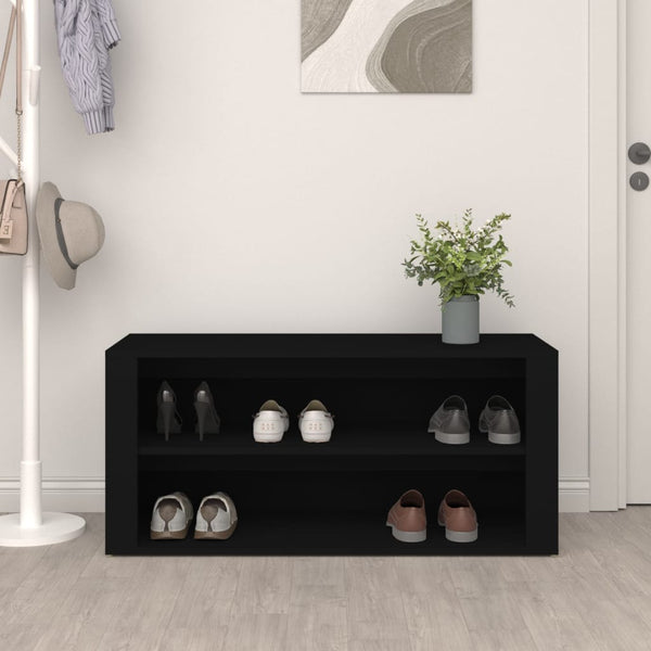 Schwarzer Schuhregal Hore 100x35x45cm (Holz)