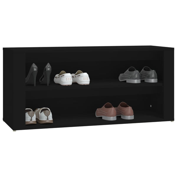 Schwarzer Schuhregal Hore 100x35x45cm (Holz)