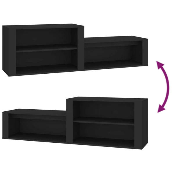 Schwarzer Schuhschrank Partiu 150x35x45cm (Holz)