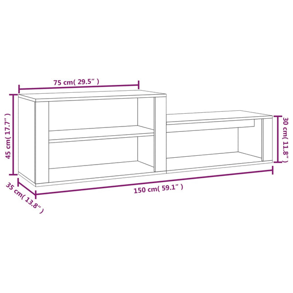 Schwarzer Schuhschrank Partiu 150x35x45cm (Holz)