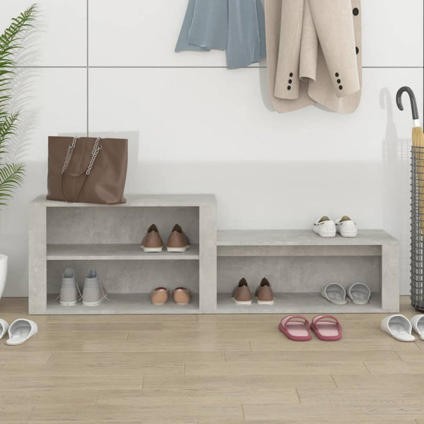 Betongrauer Schuhschrank Partiu 150x35x45cm (Holz)
