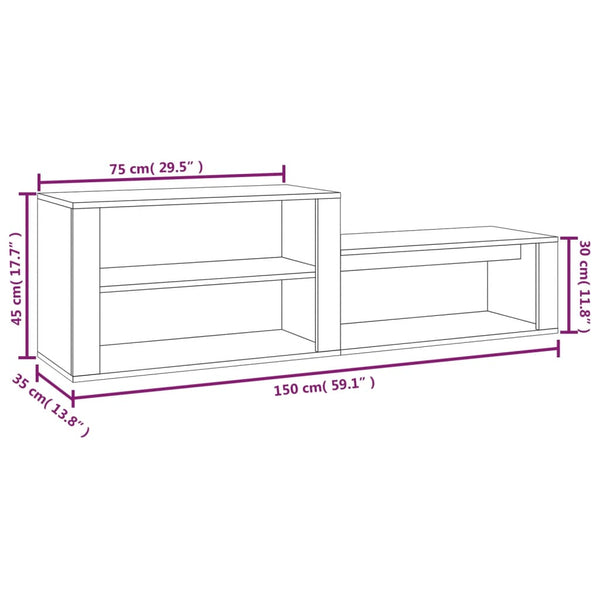 Betongrauer Schuhschrank Partiu 150x35x45cm (Holz)