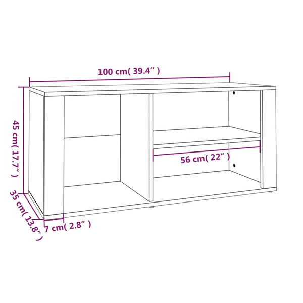 Betongrauer Schuhschrank Agvani 100x35x45cm (Holz)