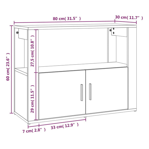 Valkoinen senkki Tatel 80x30x60cm (puinen)