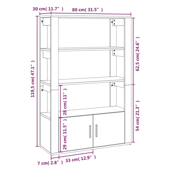 Weißes Sideboard Pojoni 80x30x119,5cm (Holz)