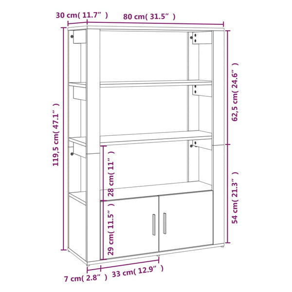 Pojoni Sideboard betongrau 80x30x119,5cm (Holz)