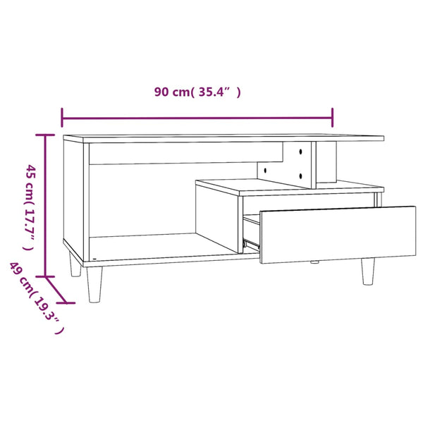 Grauer Couchtisch Criclevit 90x49x45cm (Holz)