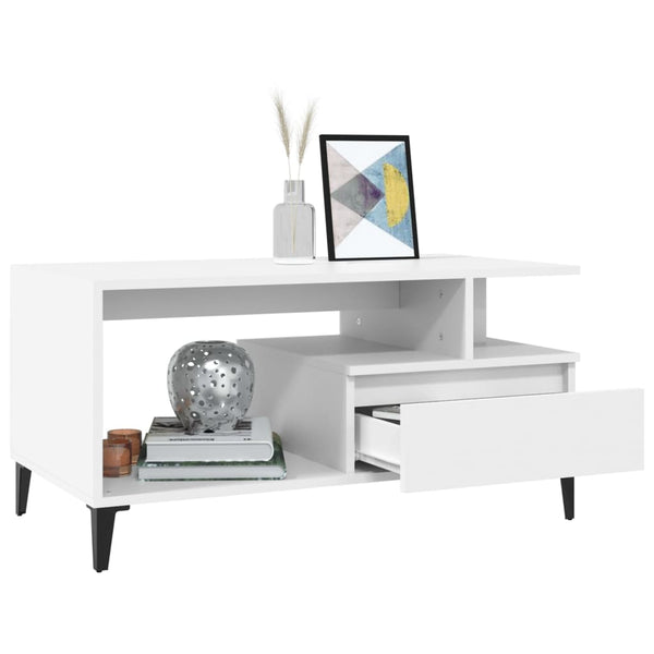Couchtisch Fotiade Weiß 90x49x45cm (Holz)