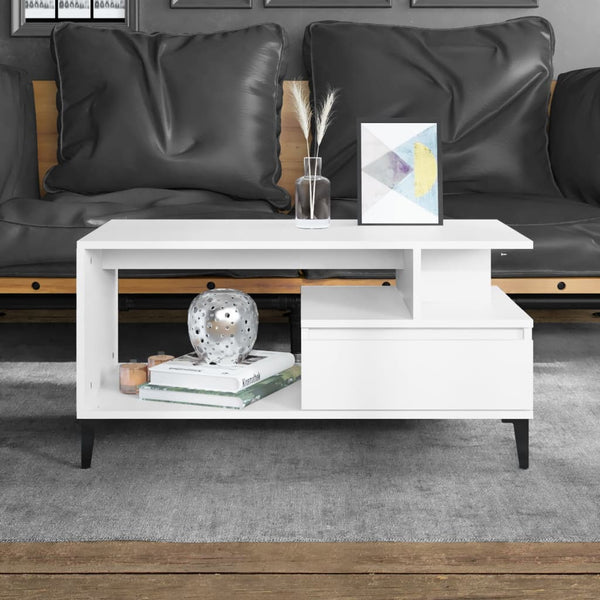 Couchtisch Fotiade Weiß 90x49x45cm (Holz)
