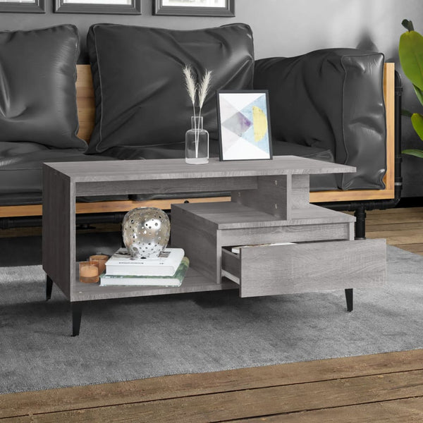 Grauer Couchtisch Fotiade 90x49x45cm (Holz)