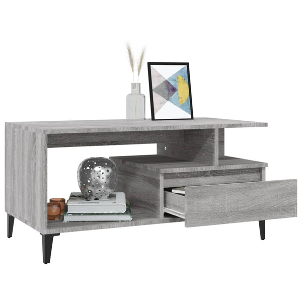 Grauer Couchtisch Fotiade 90x49x45cm (Holz)