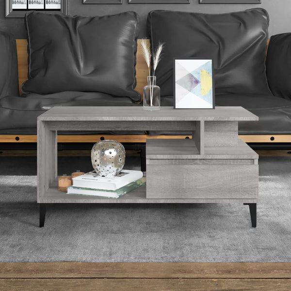 Grauer Couchtisch Fotiade 90x49x45cm (Holz)