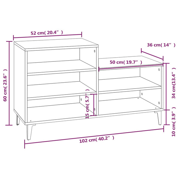 Weißer Schuhschrank Alleen 102x36x60cm (Holz)