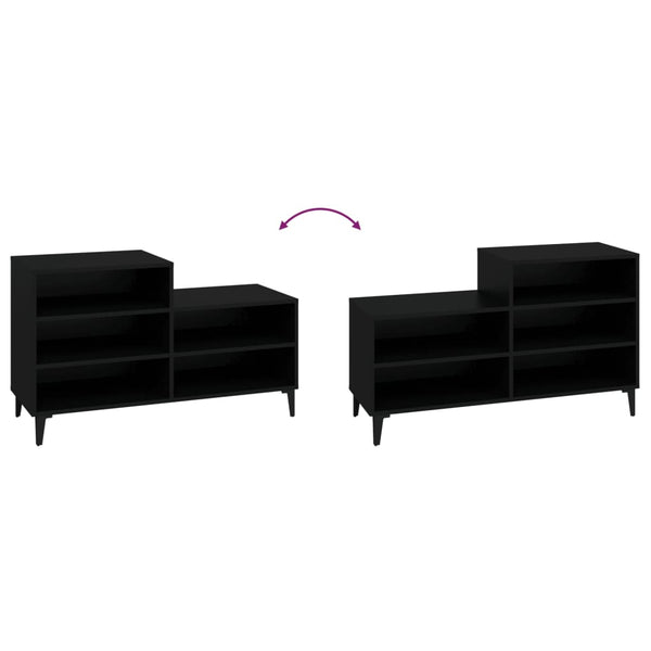 Schwarzer Schuhschrank Alleen 102x36x60cm (Holz)
