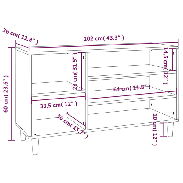 Schwarzer Schuhschrank Dany 102x36x60cm (Holz)