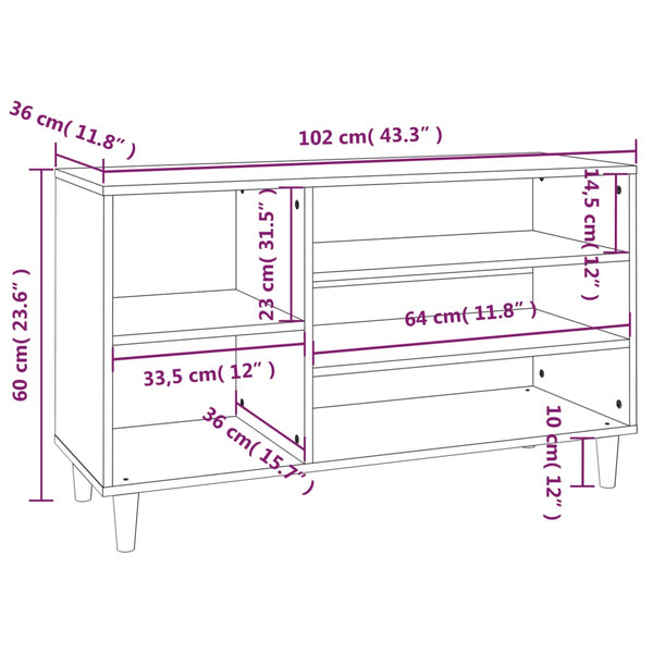 Schuhschrank Dany aus Räuchereiche 102x36x60cm (Holz)