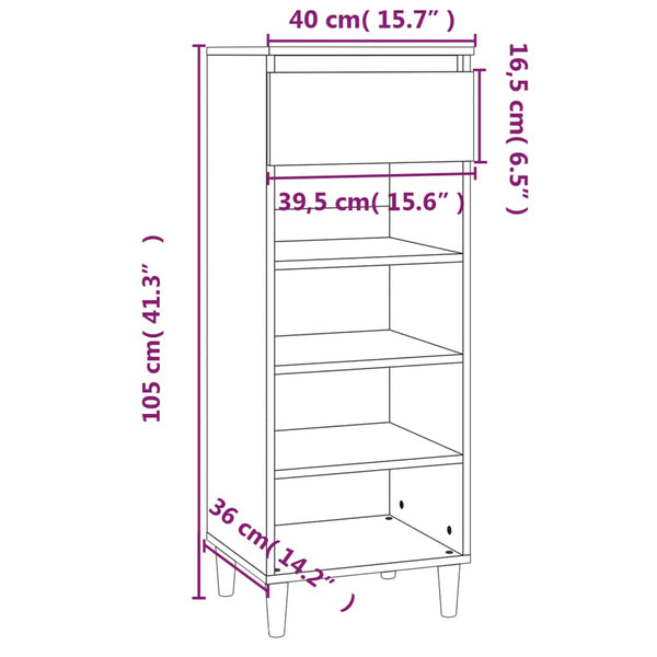 Weißer Schuhschrank Amon 40x36x105cm (Holz)