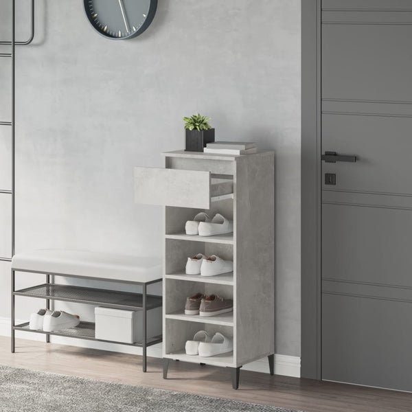 Schuhregal Betongrau Che 40x36x105cm (Holz)