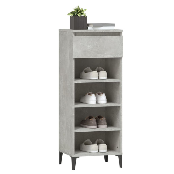 Schuhregal Betongrau Che 40x36x105cm (Holz)