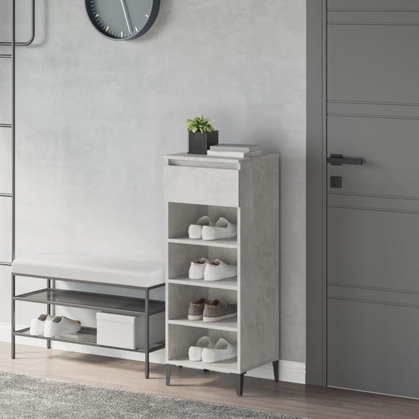 Schuhregal Betongrau Che 40x36x105cm (Holz)