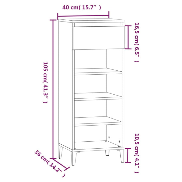 Graues Schuhregal Che 40x36x105cm (Holz)