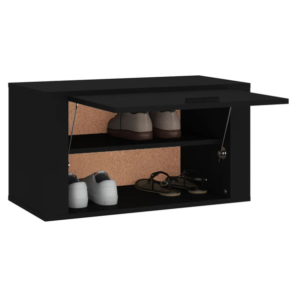 Schwarzer Wandschuhschrank Pase 70x35x38cm (Holz)