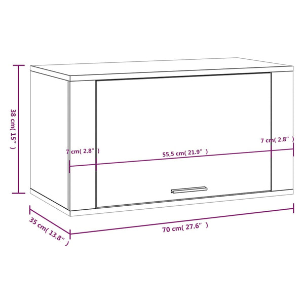 Schwarzer Wandschuhschrank Pase 70x35x38cm (Holz)