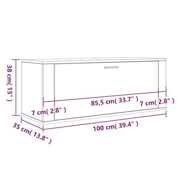Weißer Wandschuhschrank Cirap 100x35x38cm (Holz)