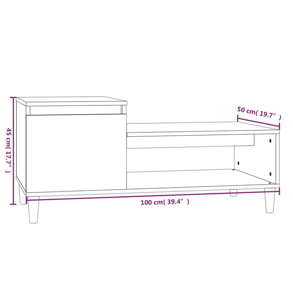 Betongrauer Couchtisch Calista 100x50x45cm (Holz)