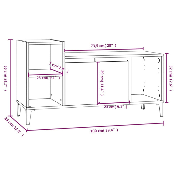 Graues TV-Möbel Duff 100x35x55cm (Holz)