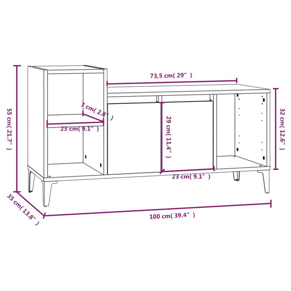 Braunes TV-Sideboard Duff 100x35x55cm (Holz)