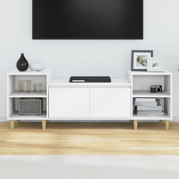 Weißer TV-Schrank Salivestru 160x35x55cm (Holz)
