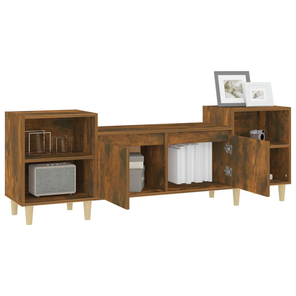 TV-Möbel Salivestru aus geräucherter Eiche 160x35x55cm (Holz)