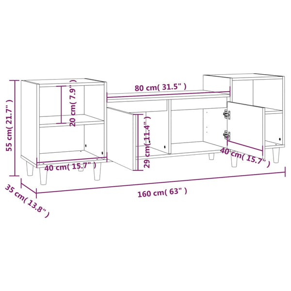 TV-Möbel Salivestru aus geräucherter Eiche 160x35x55cm (Holz)