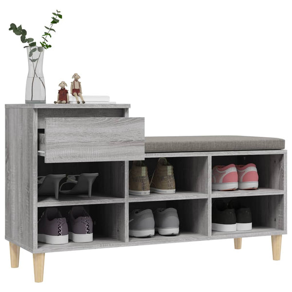 Grauer Schuhschrank Nemiea 102x36x60cm (Holz)