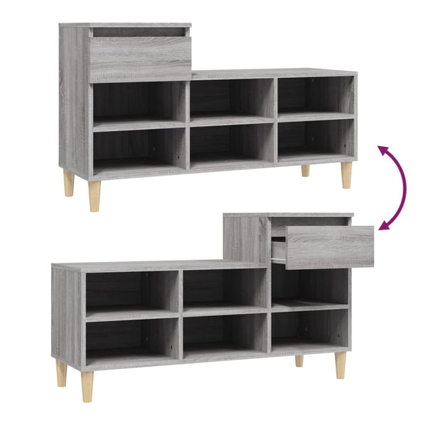 Grauer Schuhschrank Nemiea 102x36x60cm (Holz)