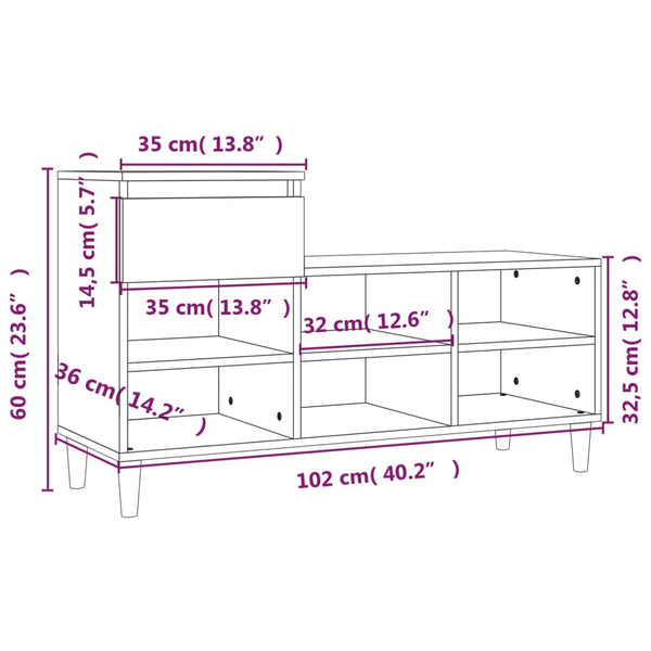 Grauer Schuhschrank Nemiea 102x36x60cm (Holz)