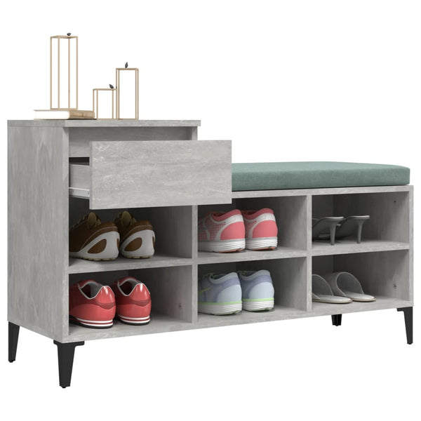Schuhschrank Dedina 102x36x60cm in Betongrau (Holz)