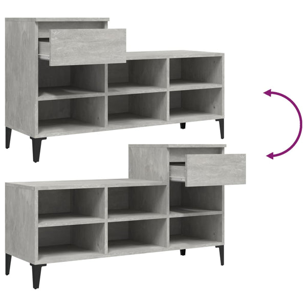 Schuhschrank Dedina 102x36x60cm in Betongrau (Holz)