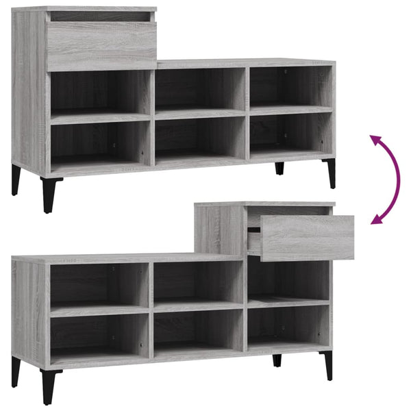 Grauer Schuhschrank Dedina 102x36x60cm (Holz)