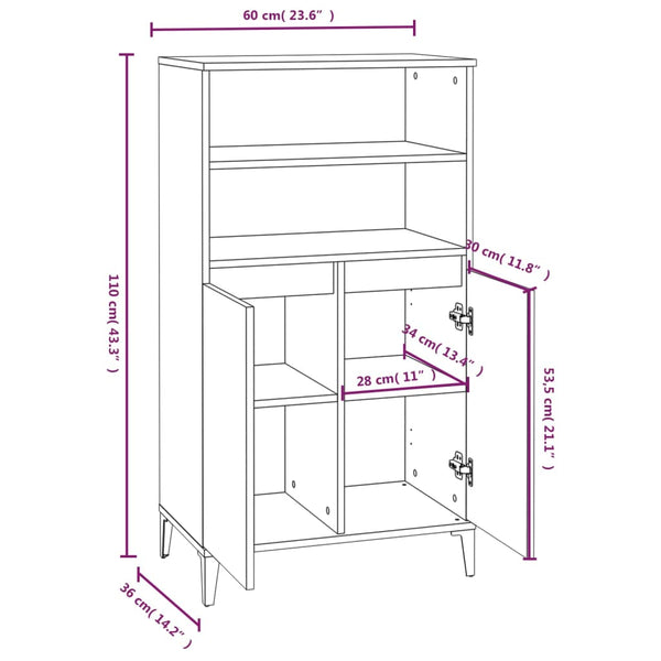 Grauer Schrank Rakhel 60x36x110cm (Holz)