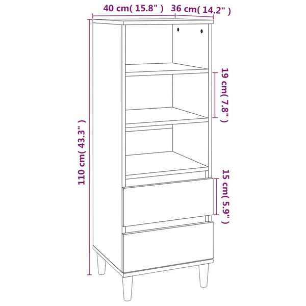 Grauer Schrank Pazona 40x36x110cm (Holz)