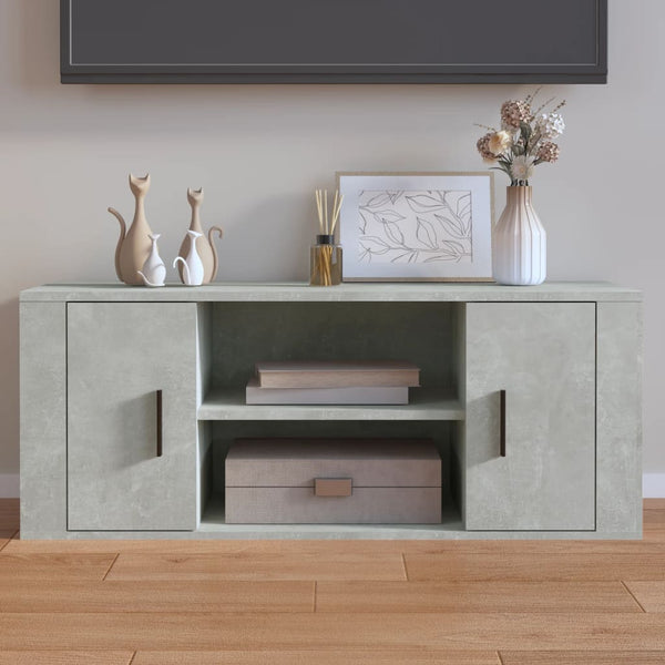 Fernsehschrank Alit, Beton-Grau, 100x35x40cm (Holz)