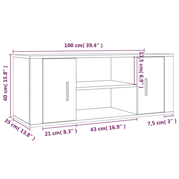 Graues TV-Möbel Alit 100x35x40cm (Holz)