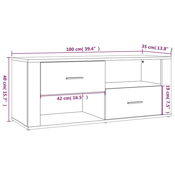 Grauer TV-Schrank Birea 100x35x40cm (Holz)