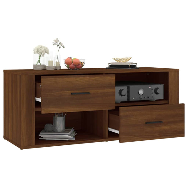 TV-Möbel aus brauner Eiche Birea 100x35x40cm (Holz)