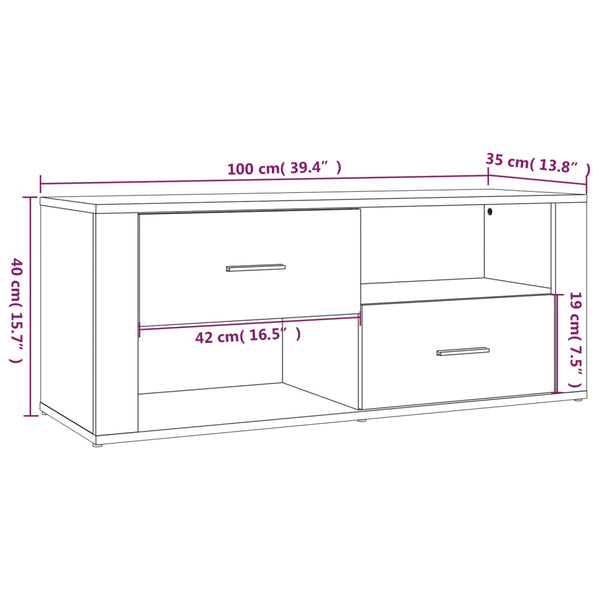TV-Möbel aus brauner Eiche Birea 100x35x40cm (Holz)