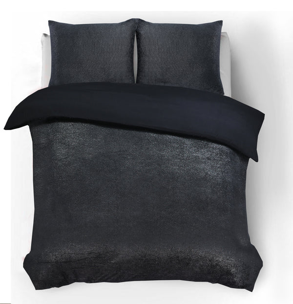 VUODEVAATTEET - Glamour flanelli Deco Foil musta Pussilakanasetti