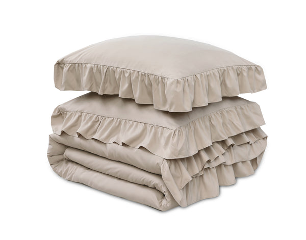 VUODEVAATTEET - Ruffles Taupe Pussilakanasetti
