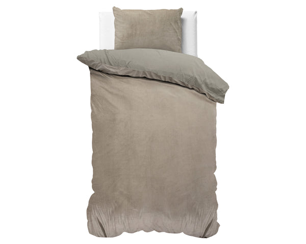 Bettwäsche-Set Velvet uni Taupe/Grau